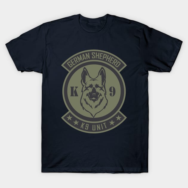 German Shepherd K9 Patch (subdued) T-Shirt by TCP